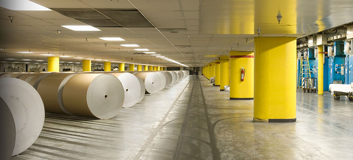 Paper rolls in factory