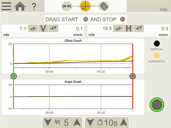 Programme EasyTrend de l'application Easy-Laser XT Alignment