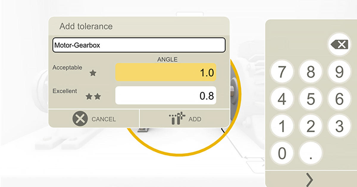 XT Alignment app tolerance settings