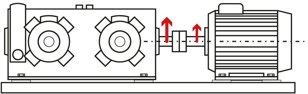 Shaft expansion illustrated by arrows