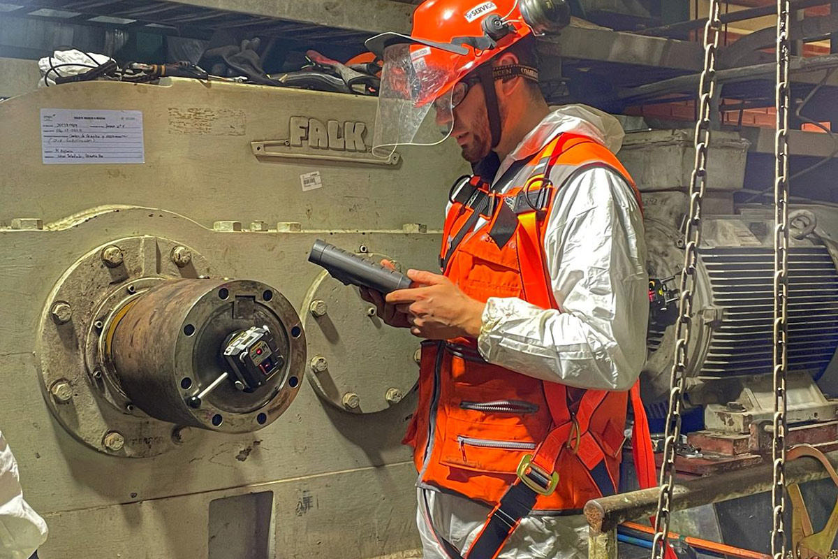 Maintenance engineer performing alignment