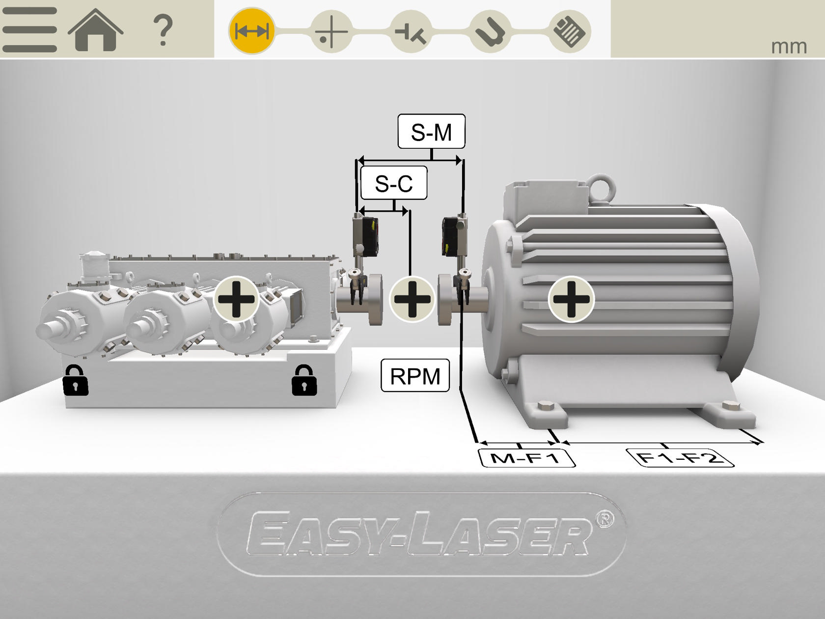 Screenshot of shaft alignment program