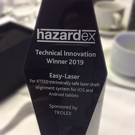 Close up on the plaque reading Technical Innovation Winner 2019